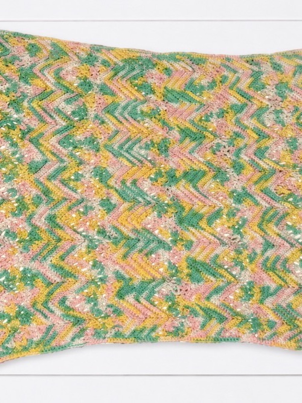 Pastel Chevron Crochet Throw Blanket - Pink, Yellow, Green